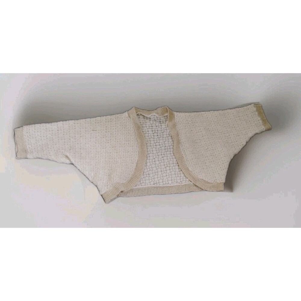 Vintage Ivory And Gold Bolero Cropped Open Knit Small Shrug Read